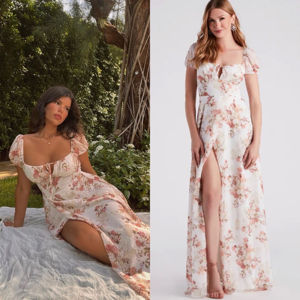 Sharon Formal Floral Chiffon A-Line Dress